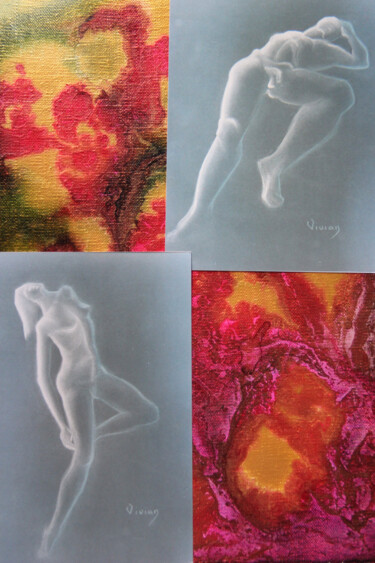 Painting titled "Pastel - Deux Nus -" by Monique Vivian, Original Artwork, Pastel