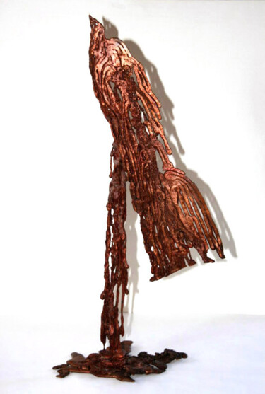 Sculpture intitulée "L'Oiseau d'Or" par Monique Vivian, Œuvre d'art originale, Métaux