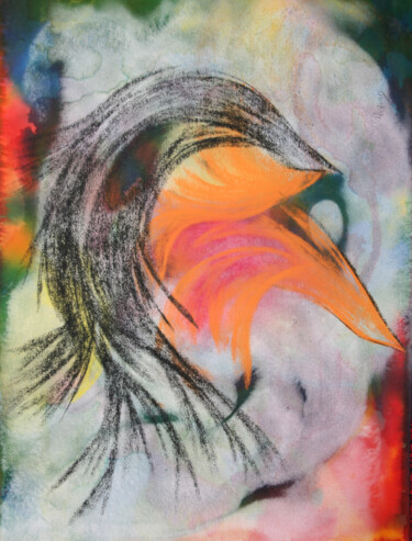 Painting titled "Femme-Oiseau" by Monique Vivian, Original Artwork, Pastel