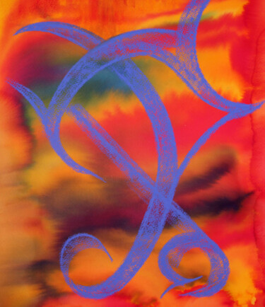 Peinture intitulée "Symbolisme du Serpe…" par Monique Vivian, Œuvre d'art originale, Aquarelle