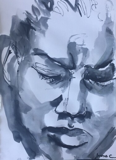 Drawing titled "Douleur" by Monique Warisse, Original Artwork, Ink