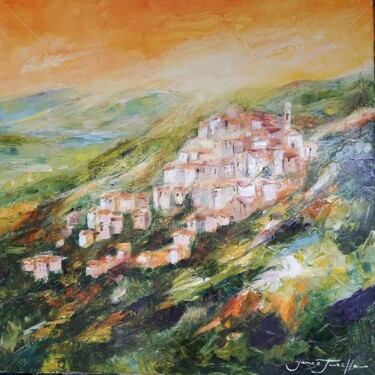 Peinture intitulée "Speluncato, village…" par Monique Yenco Fusella, Œuvre d'art originale, Huile