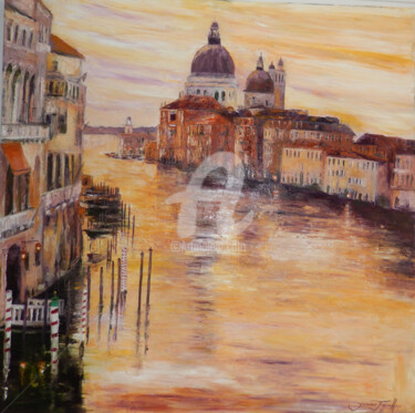 Painting titled "le grand canal" by Monique Yenco Fusella, Original Artwork, Oil