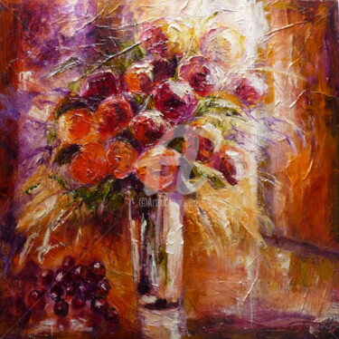 Peinture intitulée "bouquet orange" par Monique Yenco Fusella, Œuvre d'art originale