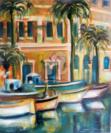 Peinture intitulée "les quais à Ajaccio" par Monique Yenco Fusella, Œuvre d'art originale