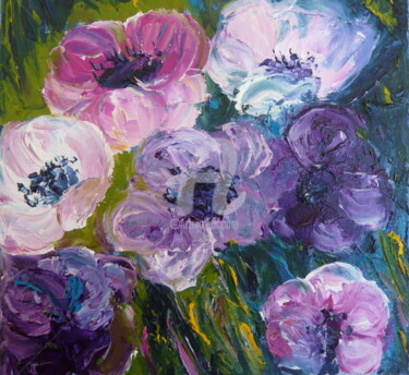 Painting titled "ANEMONES" by Monique Yenco Fusella, Original Artwork