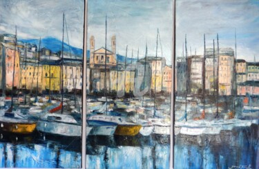 Painting titled "VIEUX PORT" by Monique Yenco Fusella, Original Artwork, Oil