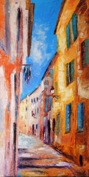 Painting titled "Il y a du linge éte…" by Monique Yenco Fusella, Original Artwork, Oil