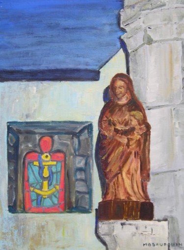 Peinture intitulée "Vierge à l'enfant -…" par Monique Blons Baudouin, Œuvre d'art originale