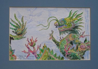 Peinture intitulée "Dragon" par Monique Blons Baudouin, Œuvre d'art originale