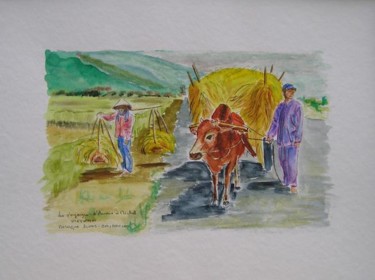 Peinture intitulée "Retour des champs" par Monique Blons Baudouin, Œuvre d'art originale