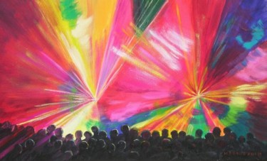 Peinture intitulée "Spectacle laser" par Monique Blons Baudouin, Œuvre d'art originale