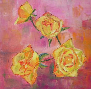 Peinture intitulée "Roses" par Monique Blons Baudouin, Œuvre d'art originale