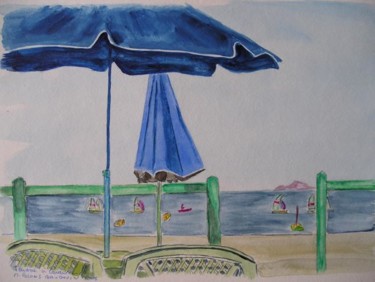 Peinture intitulée "Terrasse à Carantec" par Monique Blons Baudouin, Œuvre d'art originale