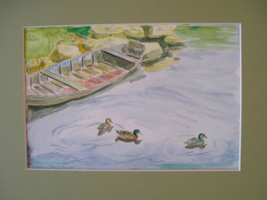 Peinture intitulée "La barque et les ca…" par Monique Blons Baudouin, Œuvre d'art originale