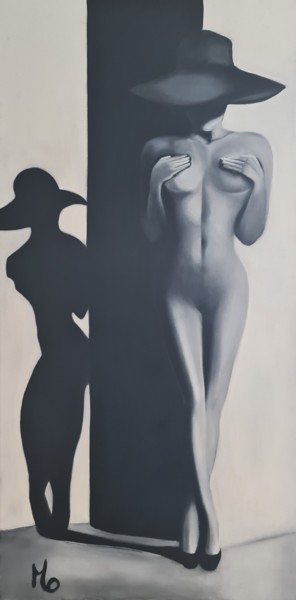 Painting titled "L'ombre portée" by Monique Corbeau (La Galerie de MO), Original Artwork, Oil
