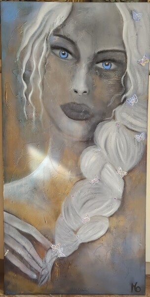 Peinture intitulée "Seuls les beaux yeu…" par Monique Corbeau (La Galerie de MO), Œuvre d'art originale, Huile Monté sur Châ…