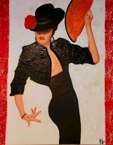 Peinture intitulée "La belle Andalouse" par Monique Corbeau (La Galerie de MO), Œuvre d'art originale, Acrylique Monté sur C…