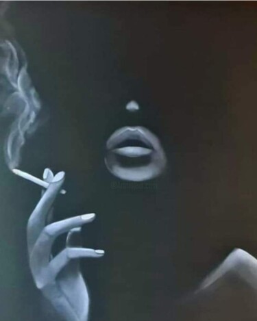 Peinture intitulée "Je fume, tu fumes,…" par Monique Corbeau (La Galerie de MO), Œuvre d'art originale, Huile Monté sur Châs…