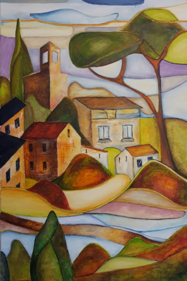 Malerei mit dem Titel "Vallée" von Monique Burette, Original-Kunstwerk, Acryl