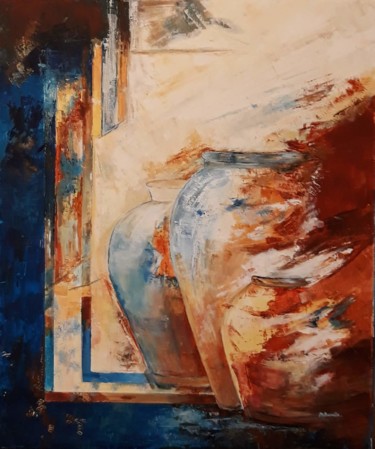 Malerei mit dem Titel "Argile bleue" von Monique Burette, Original-Kunstwerk, Acryl