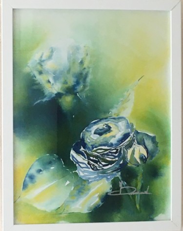 Peinture intitulée "Roses, Fleurs abstr…" par Durand Monique, Œuvre d'art originale, Aquarelle