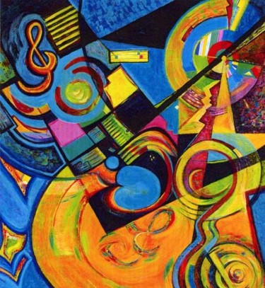 Painting titled "VIBRATIONS MUSICALES" by Arts Monyk, Original Artwork, Oil