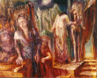 Painting titled "Eurydice tragiqueme…" by André Helluin, Original Artwork, Oil