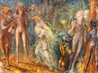 Pittura intitolato "Les Esprits de la f…" da André Helluin, Opera d'arte originale, Olio