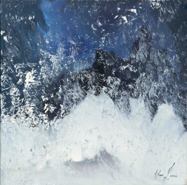 Peinture intitulée "Bourrasque de neige" par Monique Van Dooren, Œuvre d'art originale, Huile Monté sur Châssis en bois