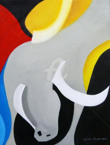 Pintura titulada "My Bull" por Monica Lowenberg, Obra de arte original, Oleo