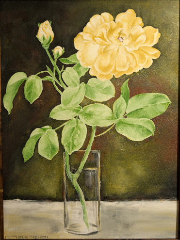 Painting titled "Rose in a Vase" by Monja Kretzen, Original Artwork