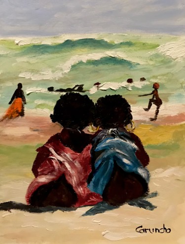 Dos negritos Peinture intitulée "Dos negritos" par Mónica Caruncho Fontela, Œuvre d'art originale, Huile