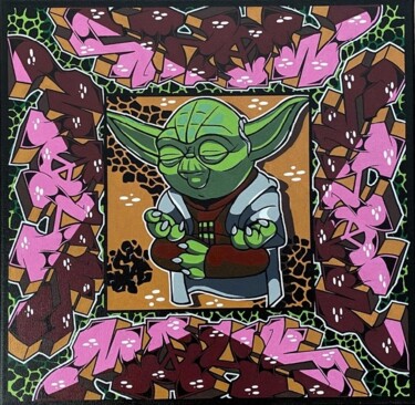 Painting titled "Monk x StarWars" by Monker, Original Artwork, Acrylic Mounted on Wood Stretcher frame