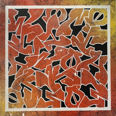 Painting titled ""Fire" graffiti can…" by Monker, Original Artwork, Acrylic
