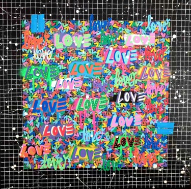 Malarstwo zatytułowany „Love Tag” autorstwa Monna Art, Oryginalna praca, Farba w spray'u Zamontowany na Drewniana rama noszy