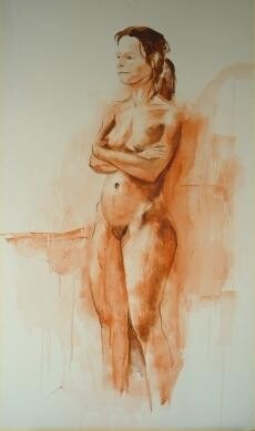 Painting titled "nude , study" by Mon Ares, Original Artwork, Oil