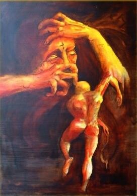 Painting titled "David and Goliath" by Mon Ares, Original Artwork, Other