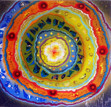 Peinture intitulée "MANDALA PAR NATURE" par Mirolyn, Œuvre d'art originale, Acrylique