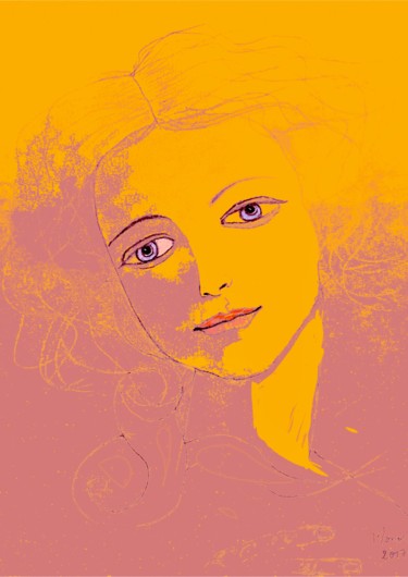 Digitale Kunst mit dem Titel "Doux visage I, Mono…" von Monor, Original-Kunstwerk, Digitale Malerei