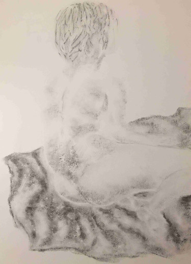 Drawing titled "Méditons, série Méd…" by Monor, Original Artwork, Charcoal