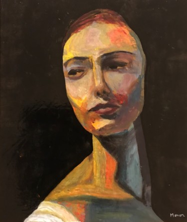 Schilderij getiteld "« Femme VII » gouac…" door Monor, Origineel Kunstwerk, Gouache Gemonteerd op Frame voor houten brancard