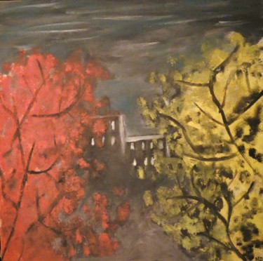Peinture intitulée "Nuit d'automne" par Morgane Sola Ceneda, Œuvre d'art originale, Huile