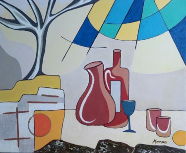 Malerei mit dem Titel "la carafe rouge.jpg" von Monro, Original-Kunstwerk, Acryl