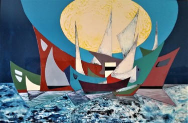 l'Armada de Rouen au soleil couchant.jpg Peinture intitulée "l'Armada de Rouen a…" par Monro, Œuvre d'art originale, Autre