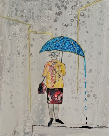 Schilderij getiteld "Quand la pluie étai…" door Monro, Origineel Kunstwerk, Acryl