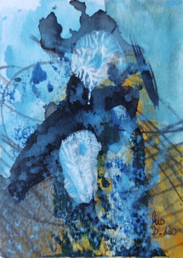 Dibujo titulada "Serie "Blue Life" 9" por Monika Schwertmann, Obra de arte original, Acrílico