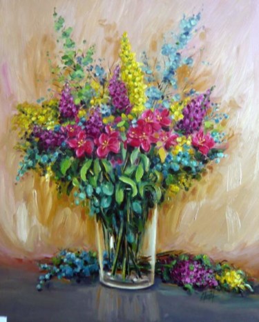 Peinture intitulée "Varietat de flors" par Rosa Montal Riba, Œuvre d'art originale