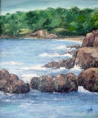 Painting titled "COSTA BLAVA  I" by Rosa Montal Riba, Original Artwork, Oil