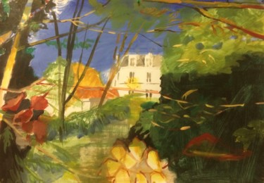 Peinture intitulée "A travers les arbres" par Montamets, Œuvre d'art originale, Acrylique